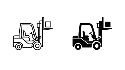 Naklejka premium Forklifts Illustrated in Outline and Solid Forms