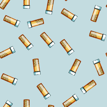 seamless pattern prescription antibiotic pills cartoon. healthcare penicillin, amoxicillin tetracycline, erythromycin ciprofloxacin prescription antibiotic pills sign vector