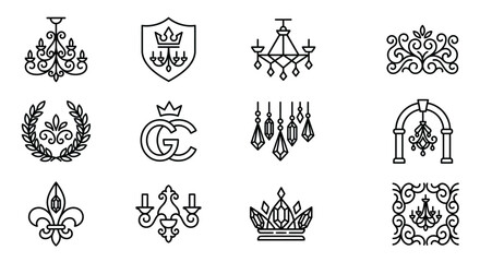 Obraz premium Heraldic crests and royal crowns symbols.