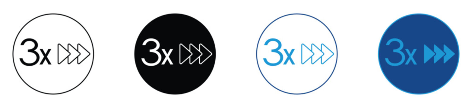 3x speed icon set, vector illustration.