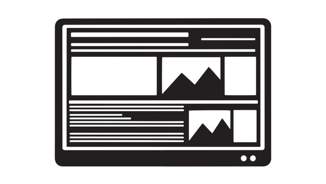 Web browser window icon showing a modern webpage layout with content blocks, images, and navigation elements