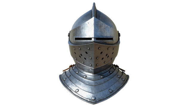Medieval knight s full helmet and gorget armor