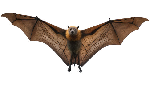 Flying fox bat with wings spread wide