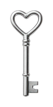 PNG Heart-shaped silver key design.