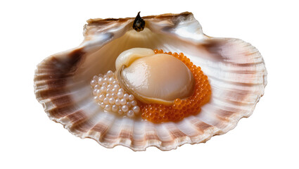 Scallop with pearls and caviar in shell © Alaric