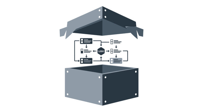 An Illustration Of A Square-shaped Box With A Triangular Roof The Box Is
