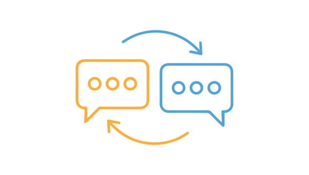 Two chat bubbles communicating with each other in a circular motion