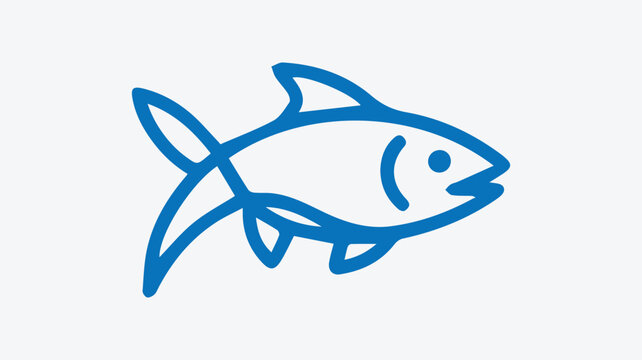 A blue fish icon in a simple line art style on a light gray background