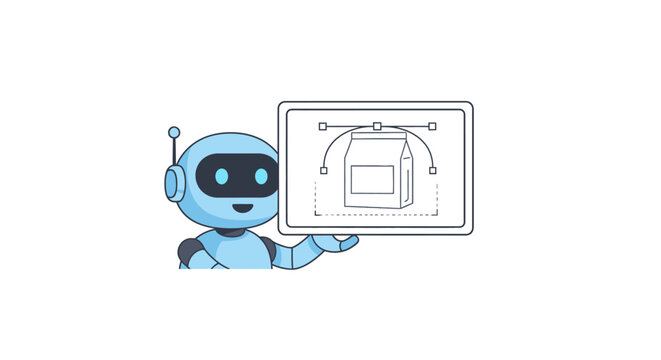 A Cartoon Illustration Of A Blue Robot Holding A Tablet The Robot Has A