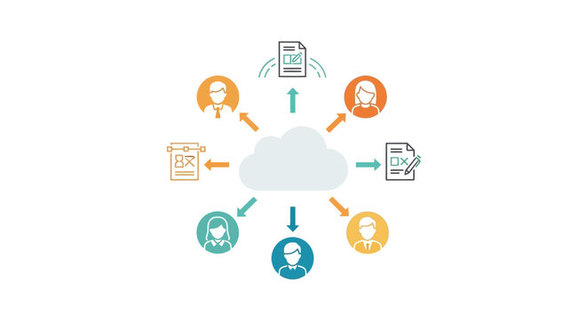 A Circular Diagram That Represents A Cloud Computing System The Cloud Is