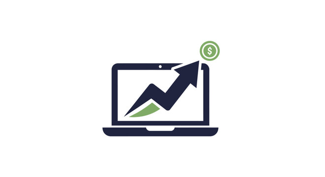 A Graphic Illustration Of A Laptop With A Green Arrow Pointing Upwards The