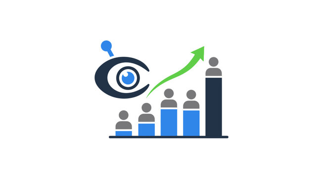 A Graphic Design That Represents A Bar Graph With A Group Of People On Top