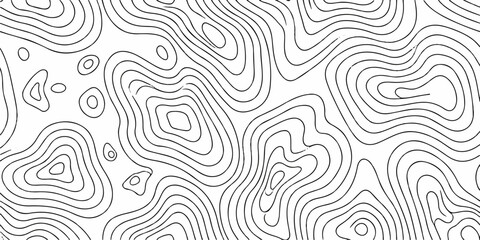 Obraz premium Topographic map contour lines creating an abstract organic pattern, suggesting elevation and landscape in a minimalist design.