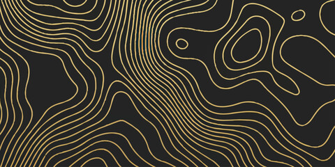 A dynamic topographic map with elegant golden contour lines against a dark charcoal background, creating a sophisticated abstract pattern. © LumenCraft