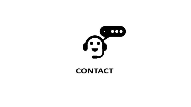 Friendly customer service agent nodding with headset and contact animation loop
