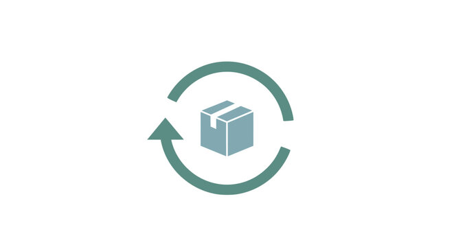 Recycling symbol with cardboard box.