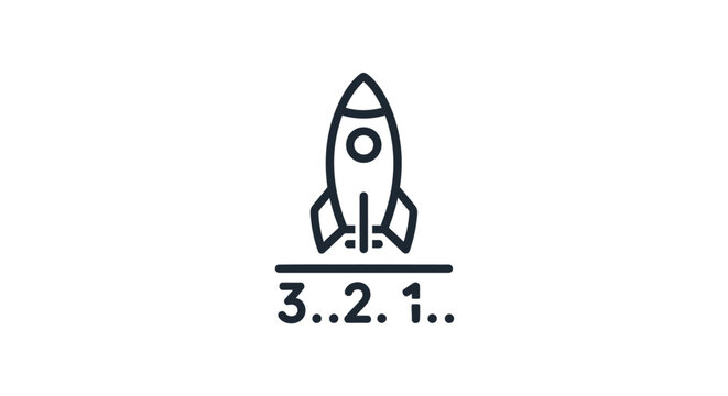 Rocket Ship Launch Countdown Illustration.