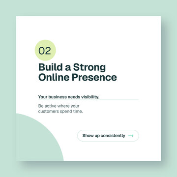 Business marketing tips social media post template with online presence text