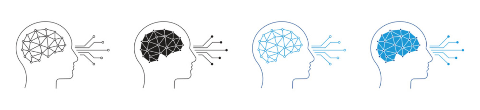 Neural processing icon set . Neural network symbol. Vector illustration on white background.