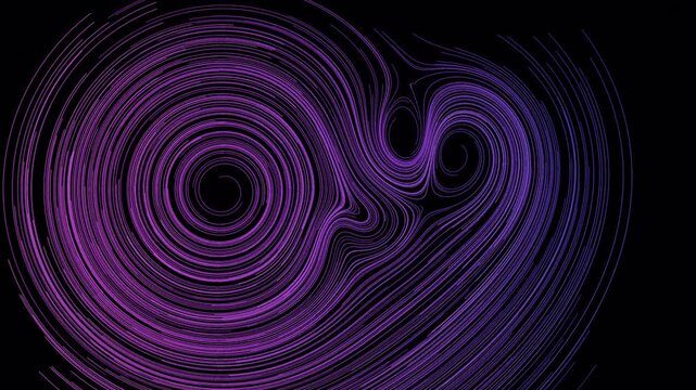 Hypnotic seamless loop of thousands of glowing orange vortex streamlines weaving through an animated vector field drifting in hypnotic slow motion.