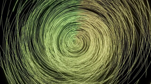 Hypnotic seamless loop of thousands of glowing gold spiral streamlines weaving through an animated vector field in crisp volumetric detail. Ideal for science background, music visualizer. 4K UHD.