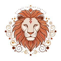 Obraz premium Ornamental lion head illustration with heart