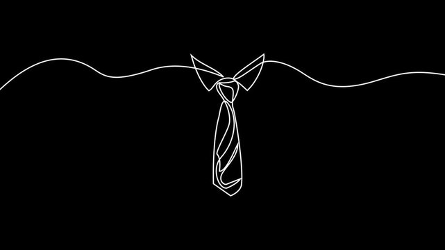 Animated self drawing of continuous line draw tie. Happy Father's Day concept. Full length one line animation. 4K, Ties icon one line art animation seamless loop minimal design, Continuous one line