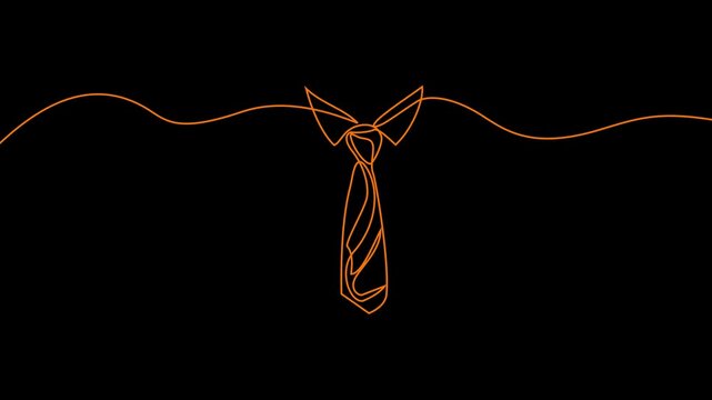 Animated self drawing of continuous line draw tie. Happy Father's Day concept. Full length one line animation. 4K, Ties icon one line art animation seamless loop minimal design, Continuous one line