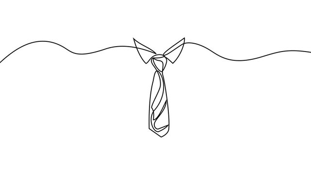 Animated self drawing of continuous line draw tie. Happy Father's Day concept. Full length one line animation. 4K, Ties icon one line art animation seamless loop minimal design, Continuous one line
