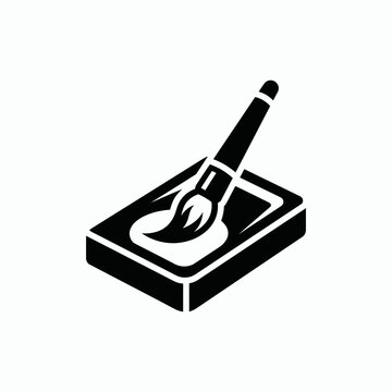Japanese Calligraphy Brush Black and White Vector Icon Traditional Sumi Ink Art Silhouette Isolated on White Background