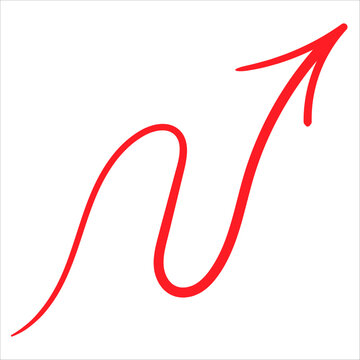 Red wavy arrow illustration for charts graphs business presentations and upward trend concepts