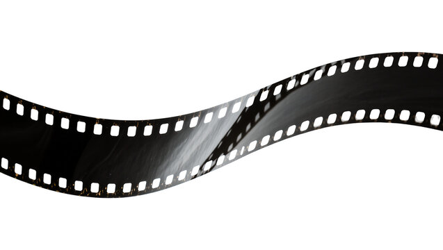 Curved black film strip with perforations