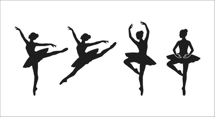 Ballet dancer silhouettes on a white background artistic vector illustration © Exclusive Vectors