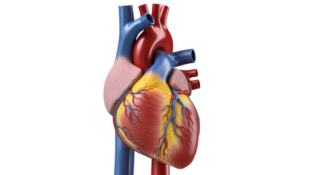 Human Heart Anatomy with Arteries and Veins