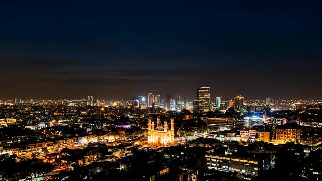 hyderabad illuminated skyline timelapse from sunset to night in telangana india video