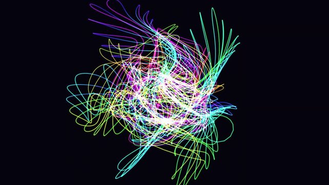 Hypnotic seamless loop of a glowing sapphire hopf fibration morphing through an abstract topology field with an elegant inner glow. Ideal for projection mapping, science background. 4K UHD.