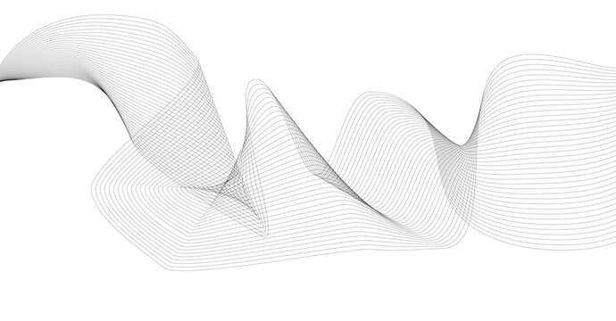 Abstract flowing wave made of small dots and lines on white background sound wave abstract