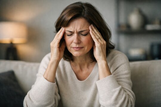 Woman experiencing stress headache relief