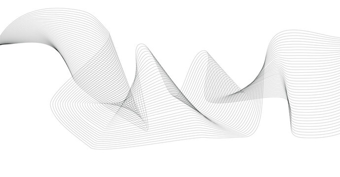 Abstract flowing wave made of small dots and lines on white background sound wave abstract