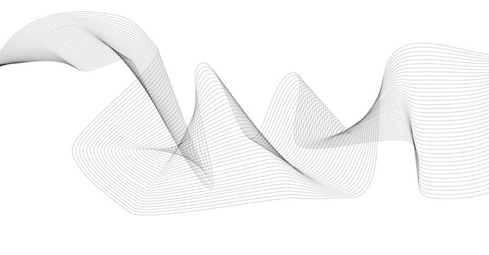 Abstract flowing wave made of small dots and lines on white background sound wave abstract