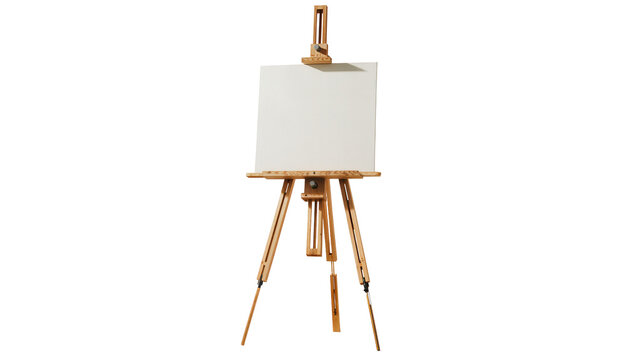 Wooden artist easel with blank canvas