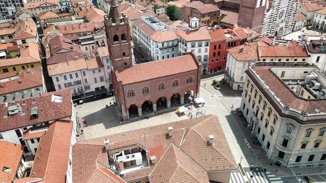 Aerial view of the Arengario Palace in Monza, Lombardy, Italy