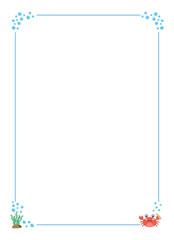 Fototapeta premium Blank ocean template with cartoon crab character