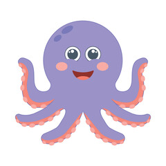 Naklejka premium Cute cartoon octopus vector asset isolated on white background