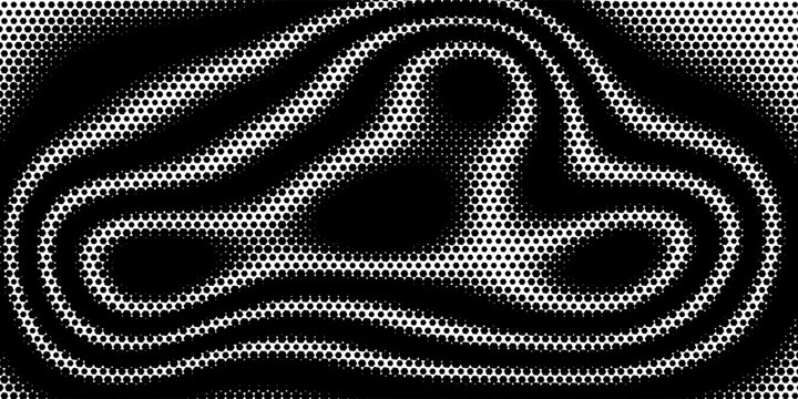 Black seamless hexagon texture. Repeated honeycomb pattern background. Geometric hexagonal halftone tech overlay backdrop.