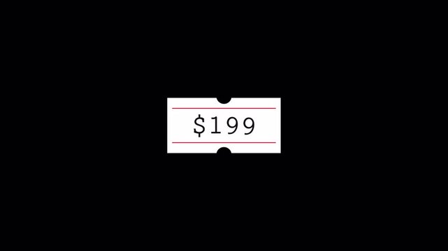 Animated Price Tag with $199 Appearing and Disappearing