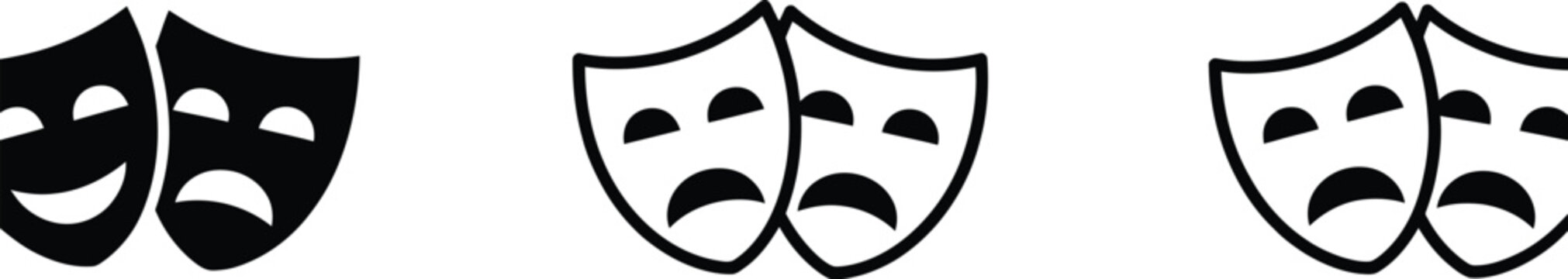 Theater Comedy and Tragedy Masks Icons for Drama, Performance, and Entertainment Design