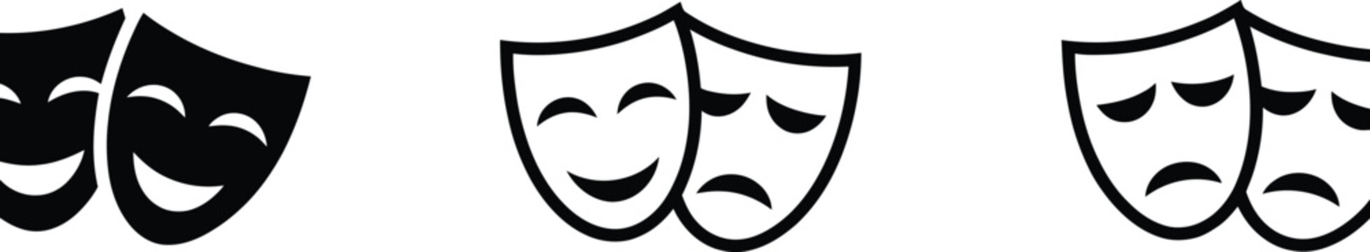 Theater Comedy and Tragedy Masks Icons for Drama, Performance, and Entertainment Design