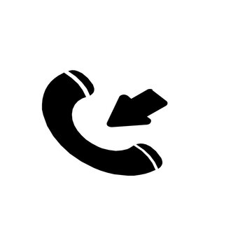 Black incoming call phone icon symbol