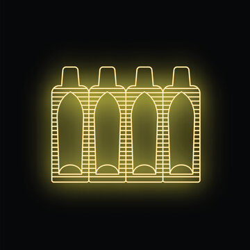 Neon line art graphic showing four suppositories lit with a yellow glow